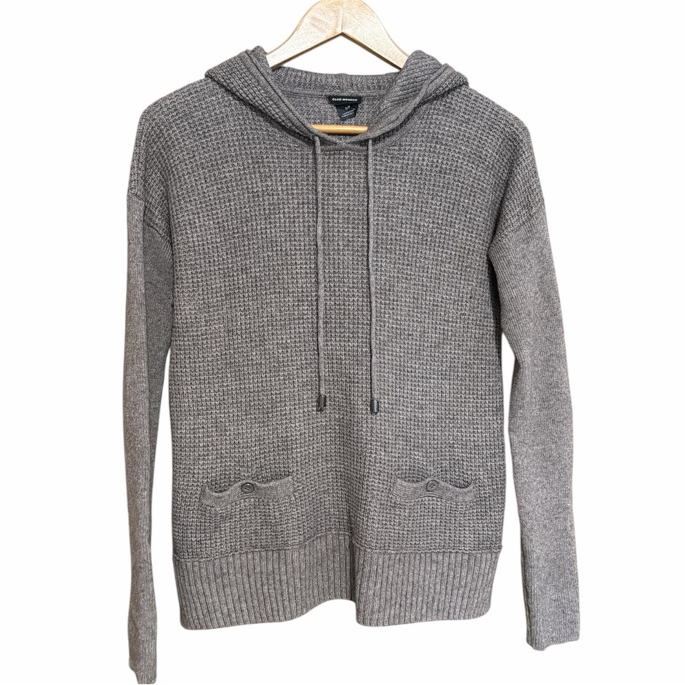 Club Monaco Knit Charcoal Hooded Pullover Sweater Size S